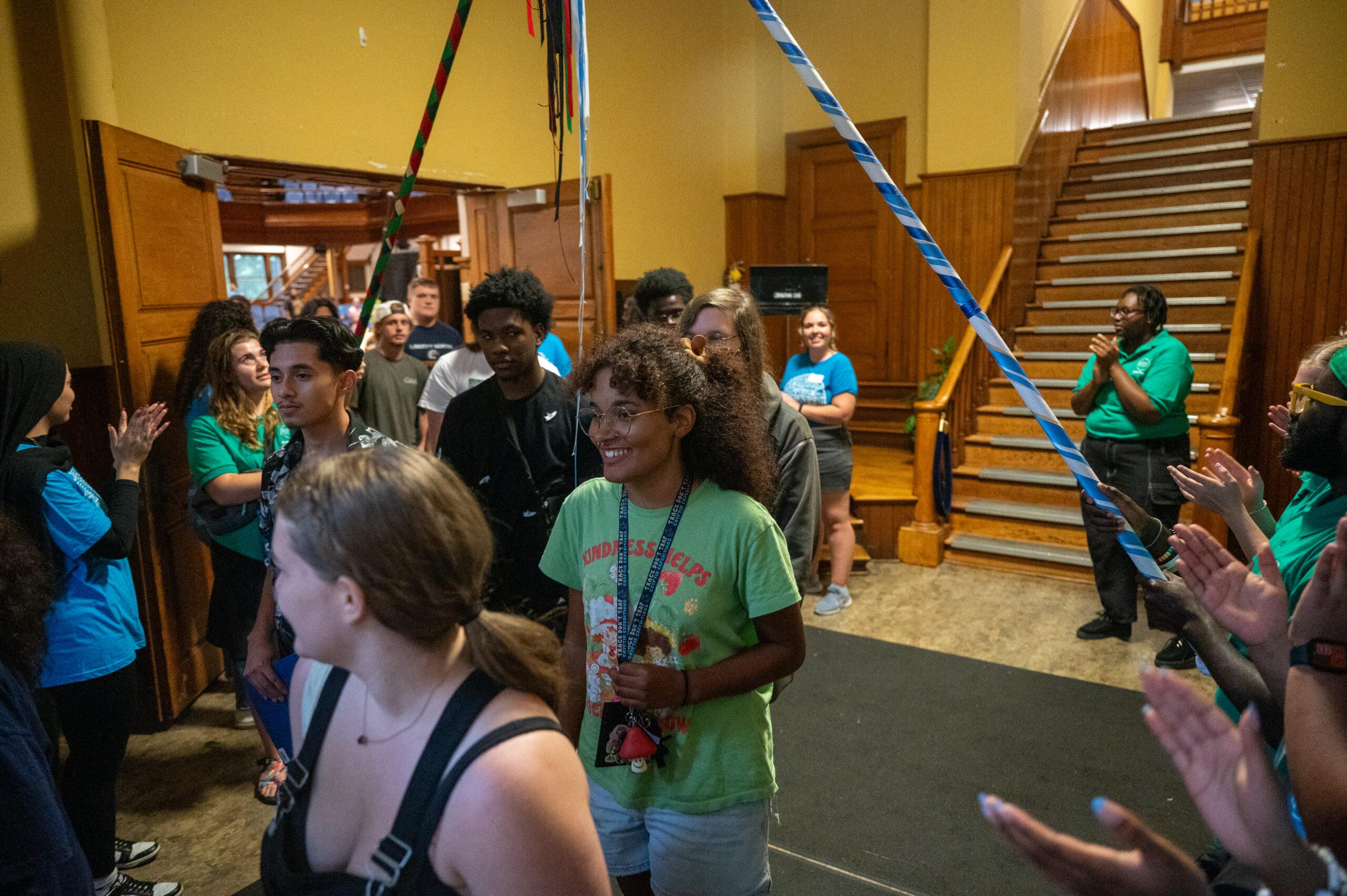 Students exit Phelps Stokes Chapel after the Ceremony of Dedication.
